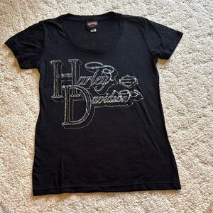 Harley-Davidson Black burnout Graphic T-Shirt exclusive dealership imprint.